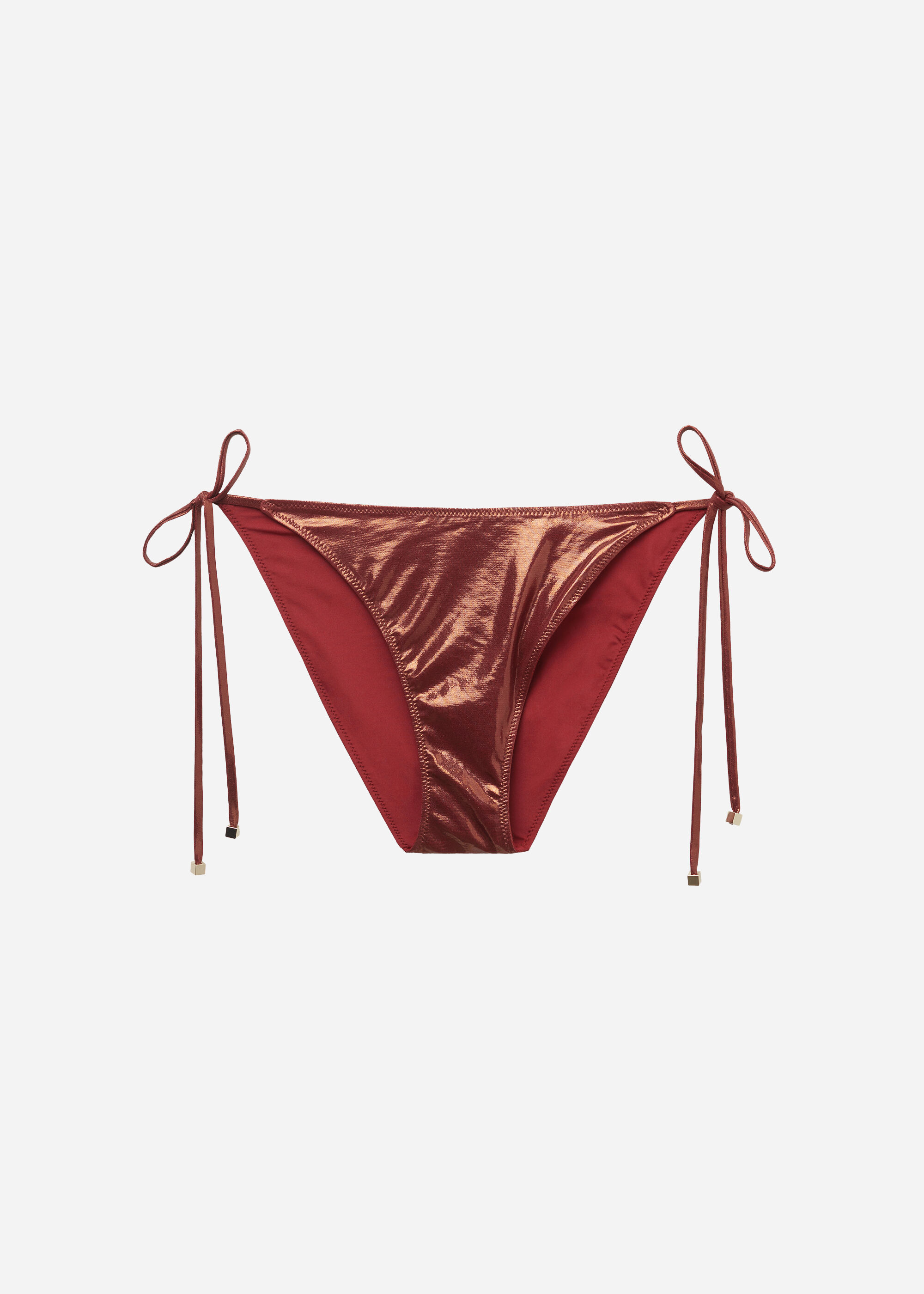 Tie Bikini Bottoms Metallic Skin