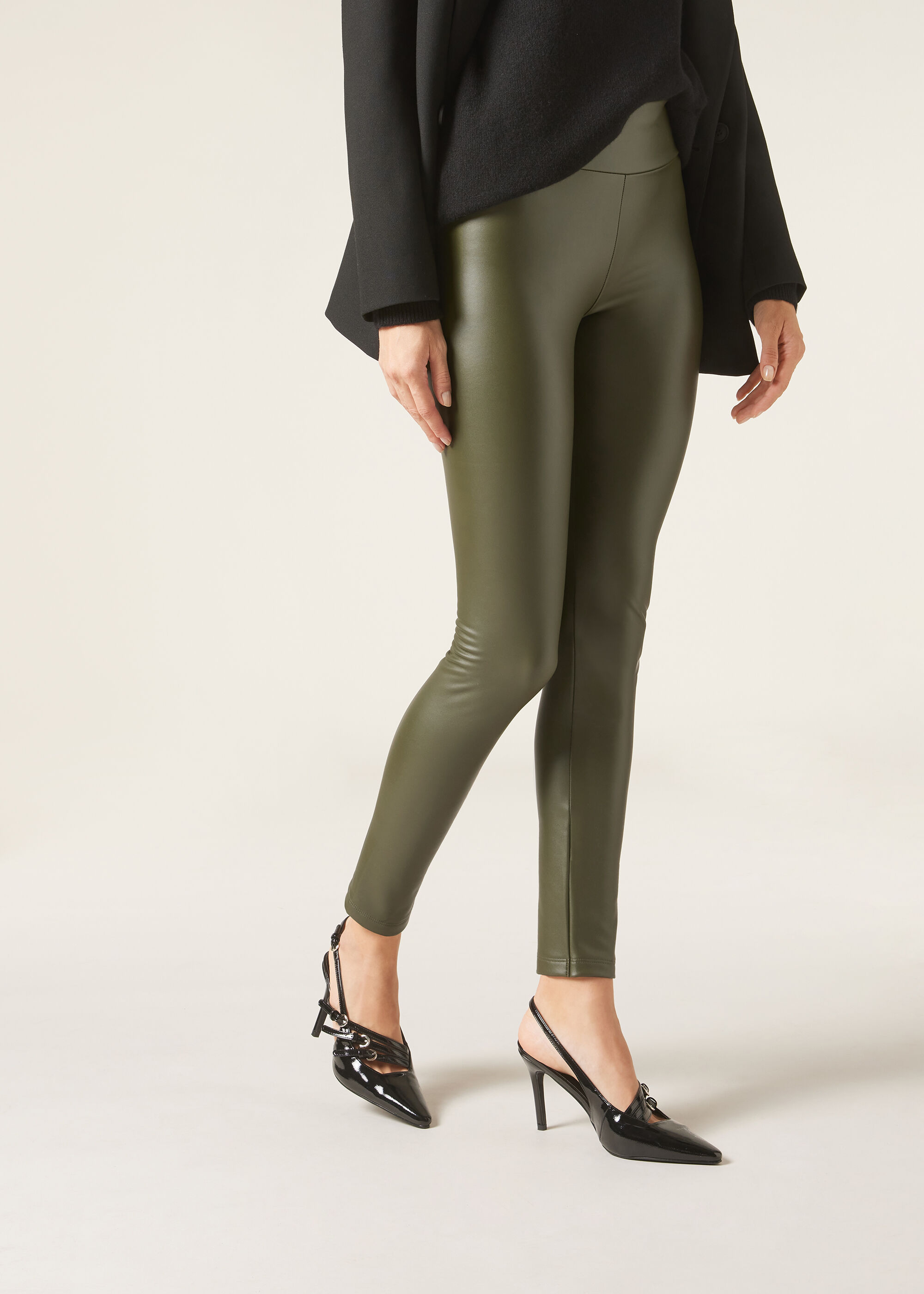 Warme Leder-Effekt-Leggings