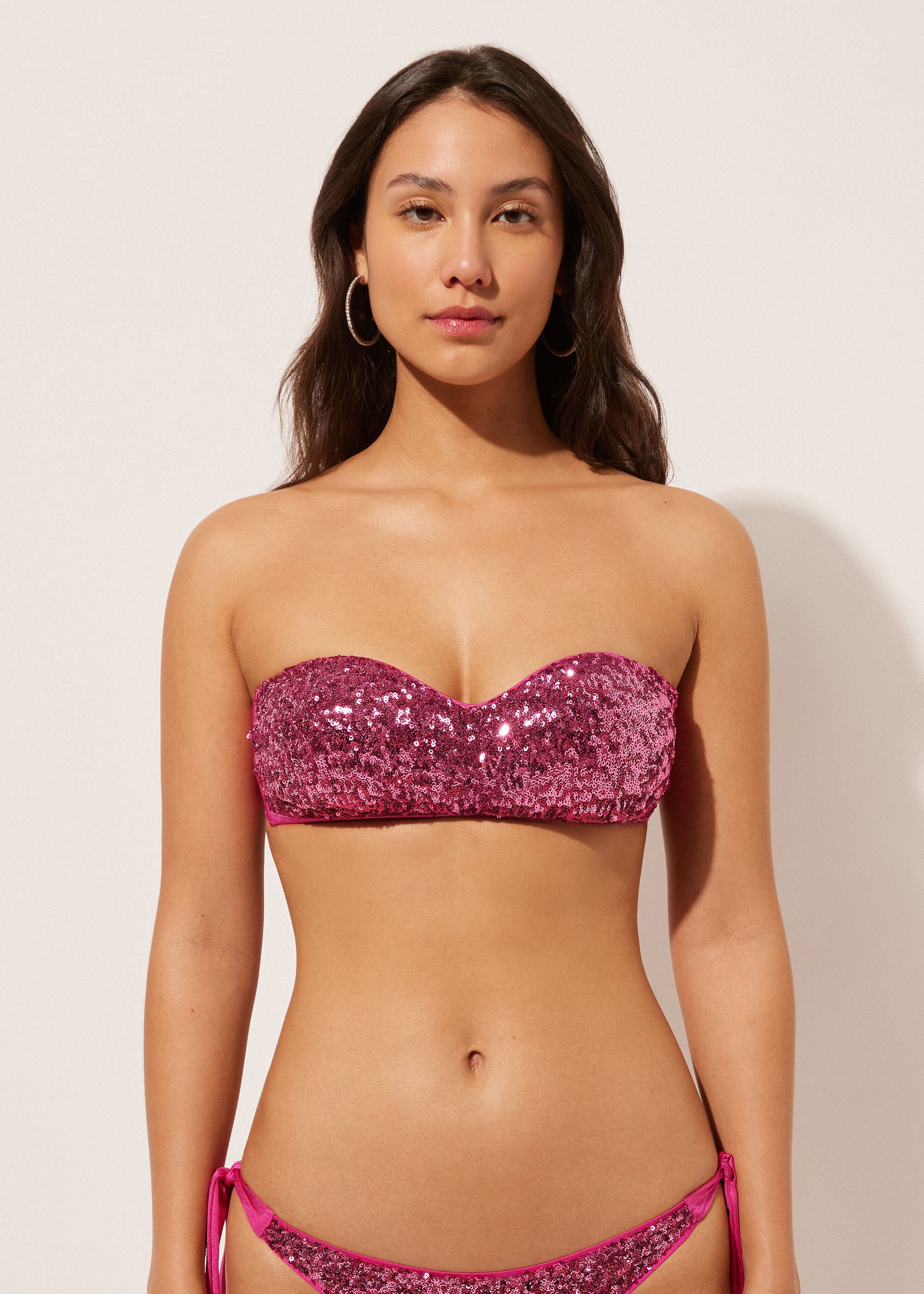 Dolgulu Bandeau Bikini Üstü Surface Royal