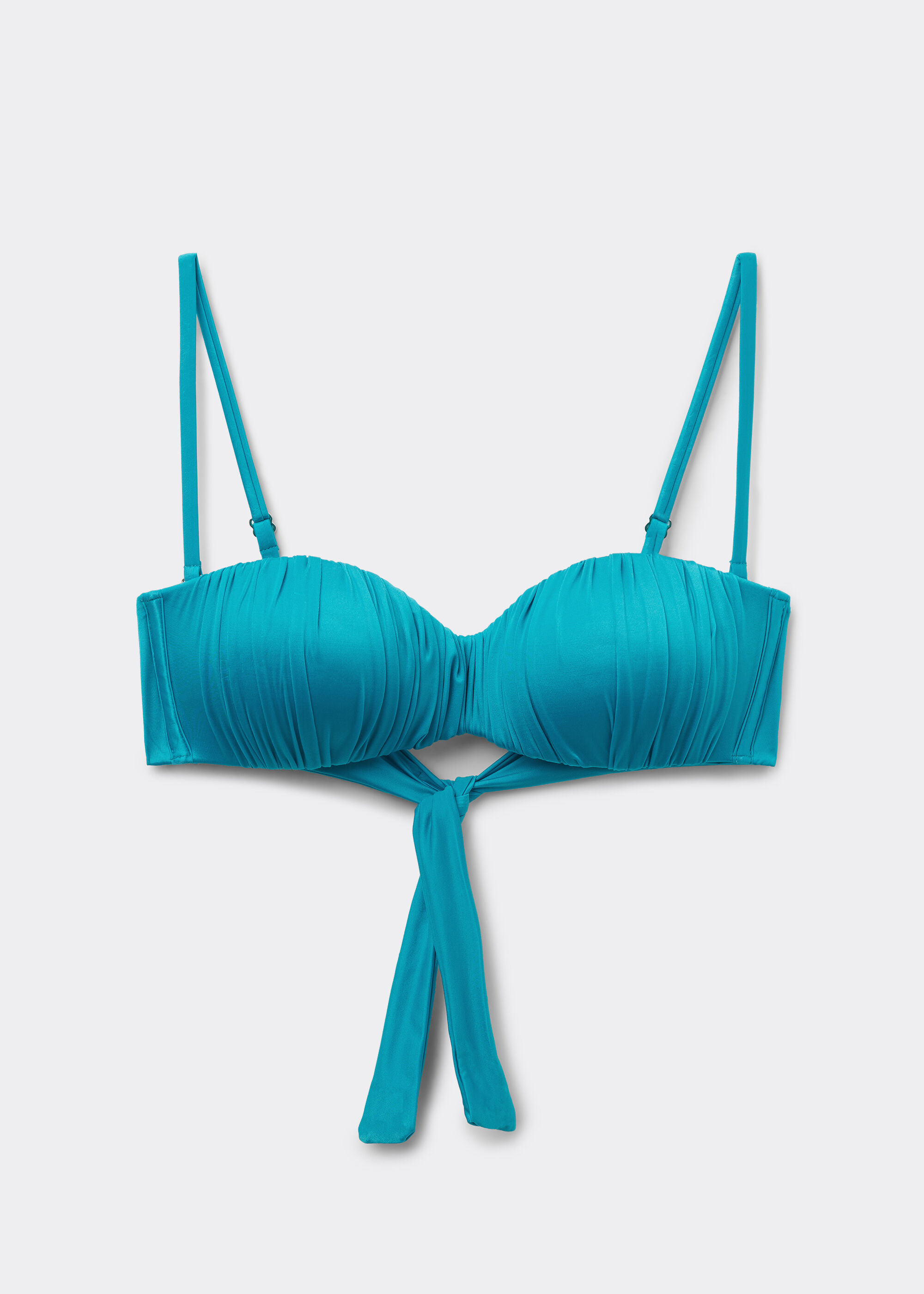 Gegradeerde Voorgevormde Bandeau-Bikini Shiny Satin