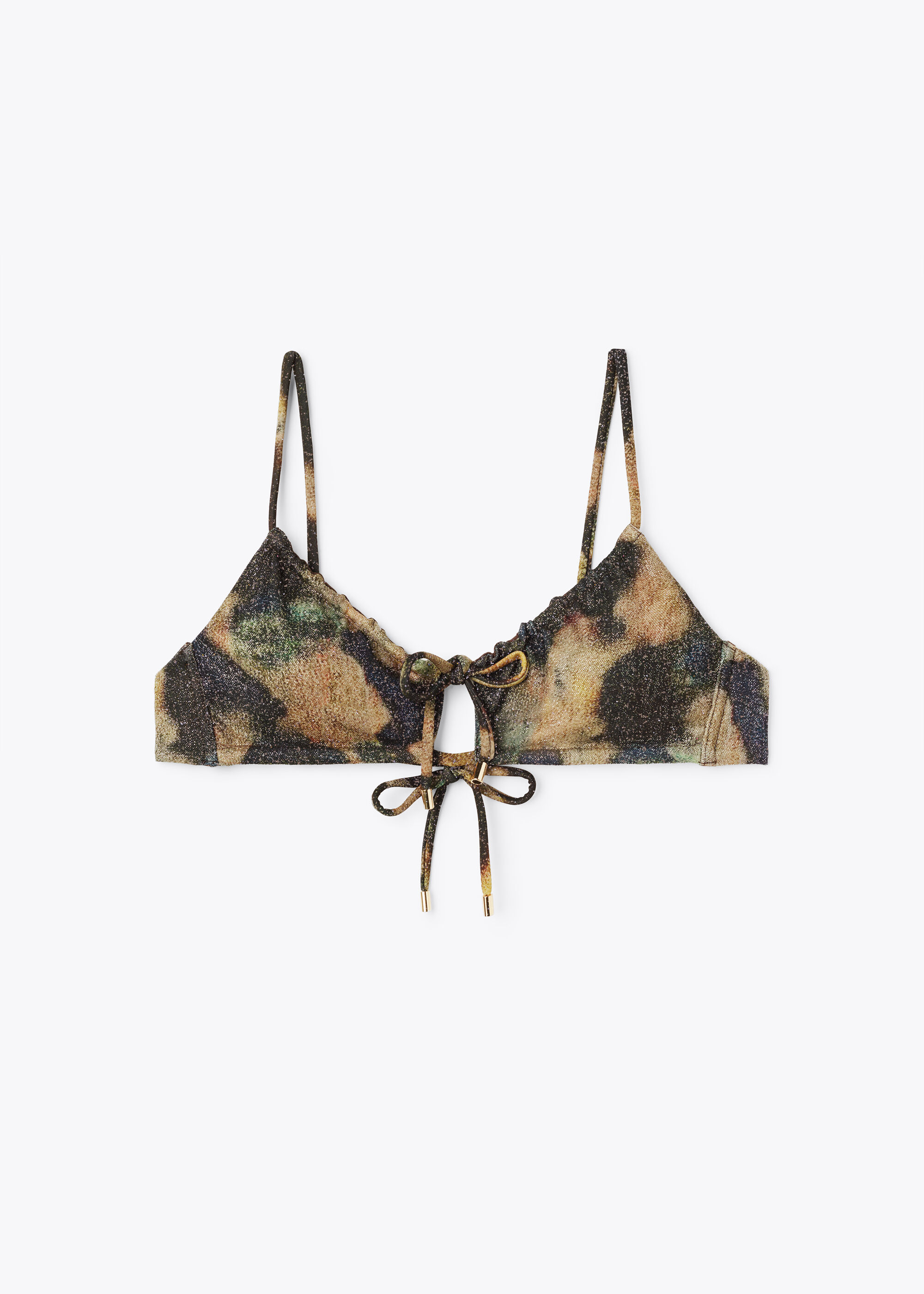 Crop Bikini Top with Removable Padding Sparkling Camouflage