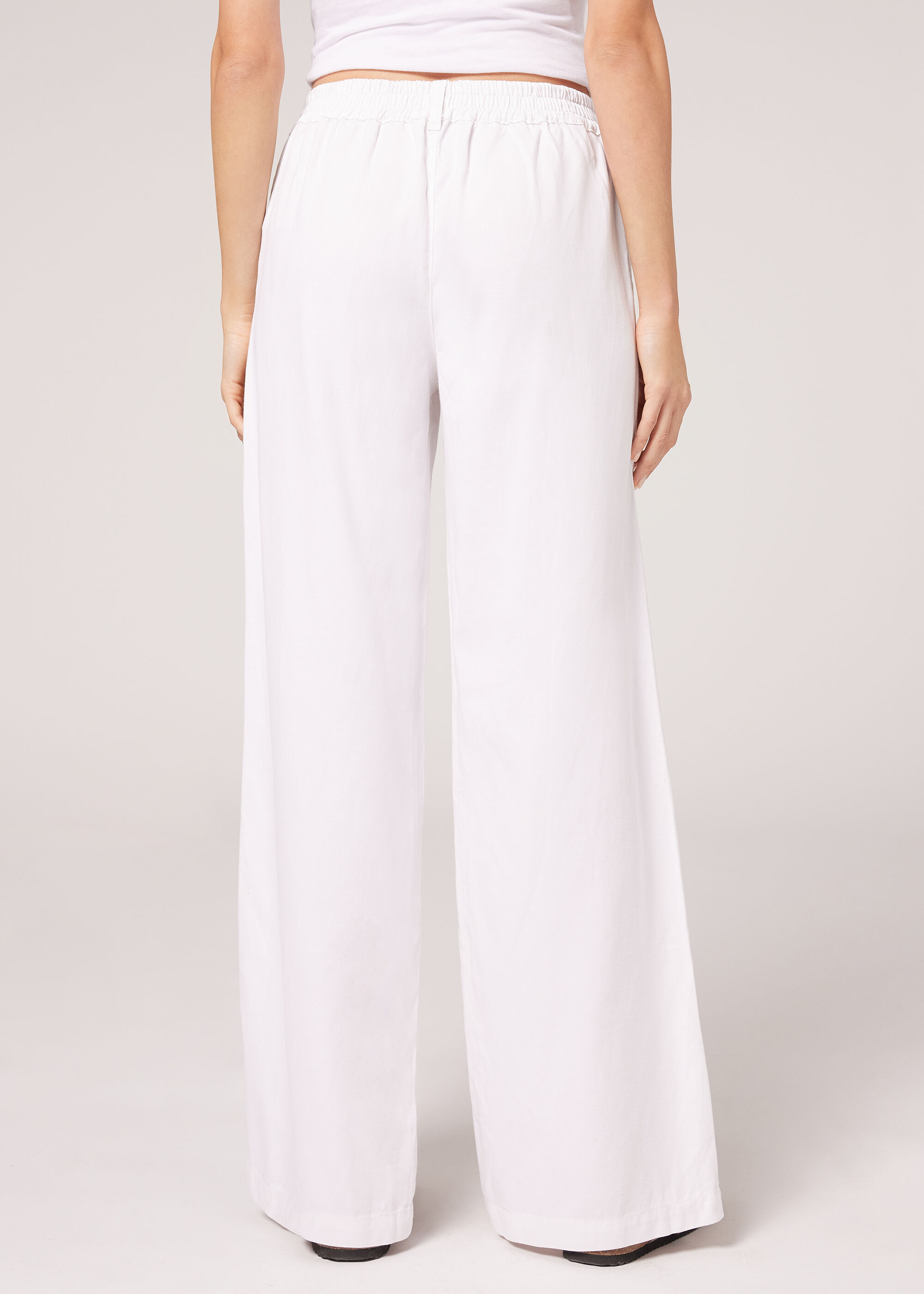 Linen Palazzo Leggings with Pockets