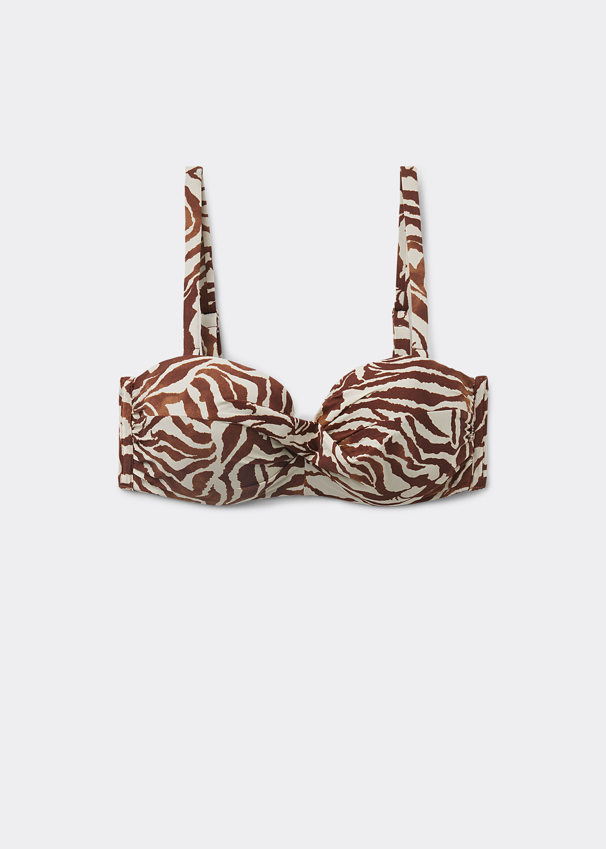 Straplez Bikini Üstü Brown Zebra